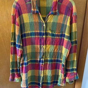 Cotton Gauze long sleeve button up shirt size Large